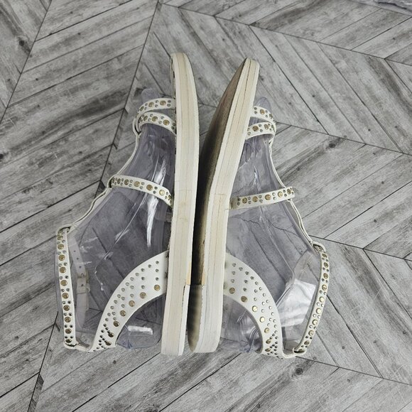 Burberry White Leather Studded Gladiator Sandals Womens US 8 Ankle Strap Shoes - Picture 7 of 16